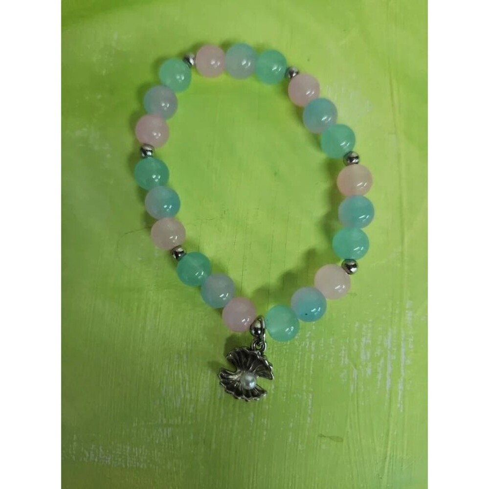 semi precious stones and glass beads with charm